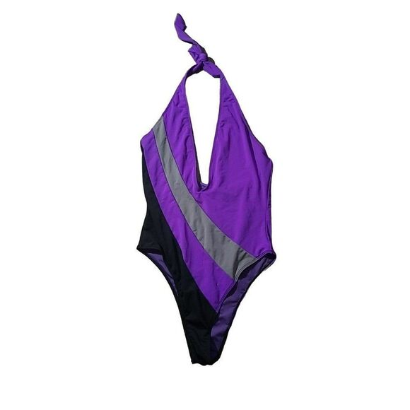 ICON Swimwear High-Cut Cheeky Plundge Haulter One-Piece Swimsuit Size XL - Picture 1 of 3